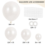 RUBFAC 129pcs Pearl White Balloons Kit – Mixed Sizes for Garland & Arch Decor