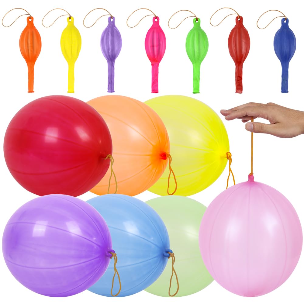 rubfac 25Pcs Punch Balloons – Thick Neon Heavy-Duty Party Favors for Kids' Outdoor Fun