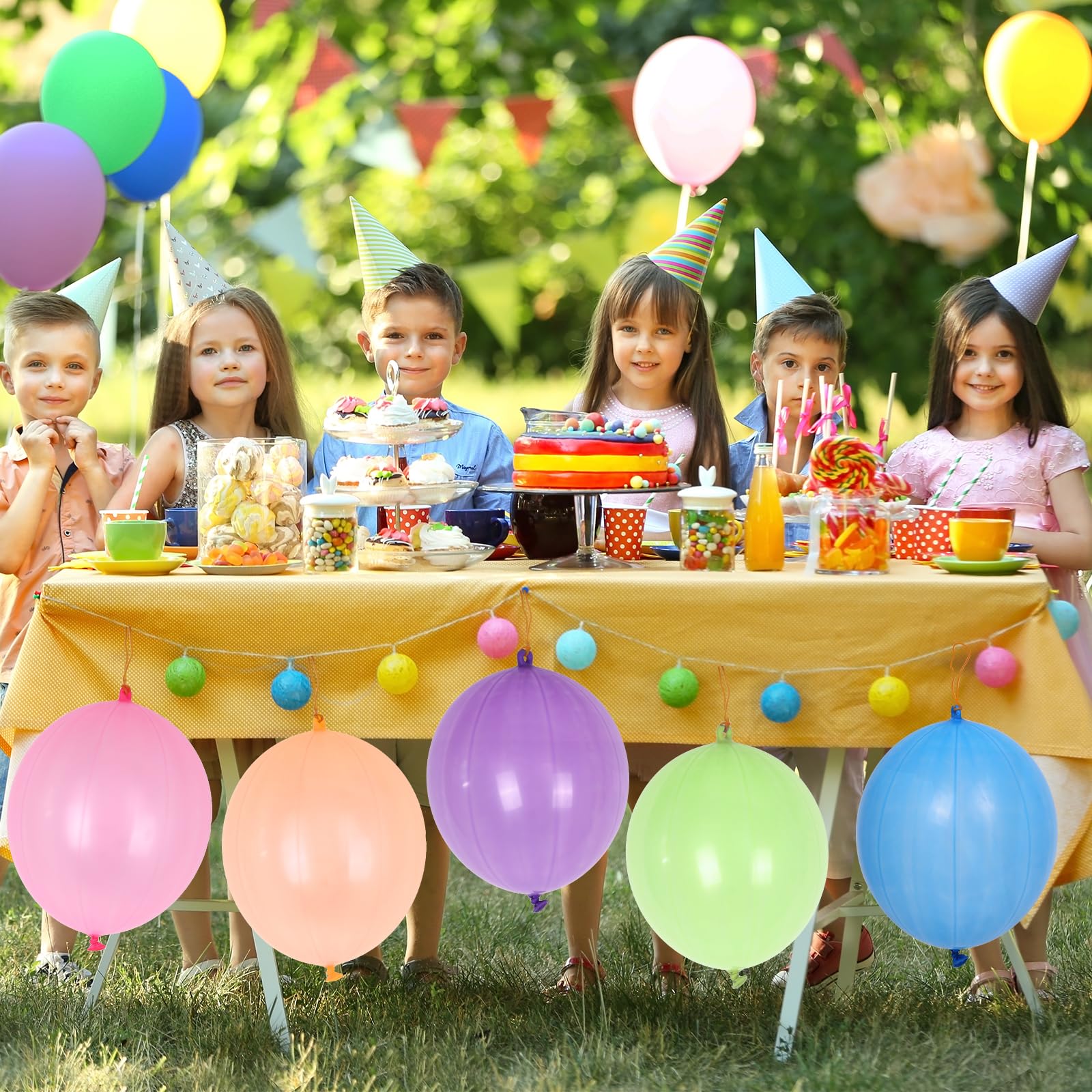 rubfac 30Pcs Punch Balloons - Heavy-Duty Neon Party Balloons for Kids