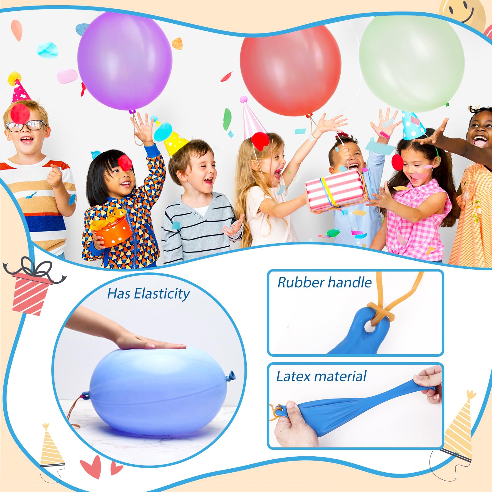 rubfac 30Pcs Punch Balloons - Heavy-Duty Neon Party Balloons for Kids