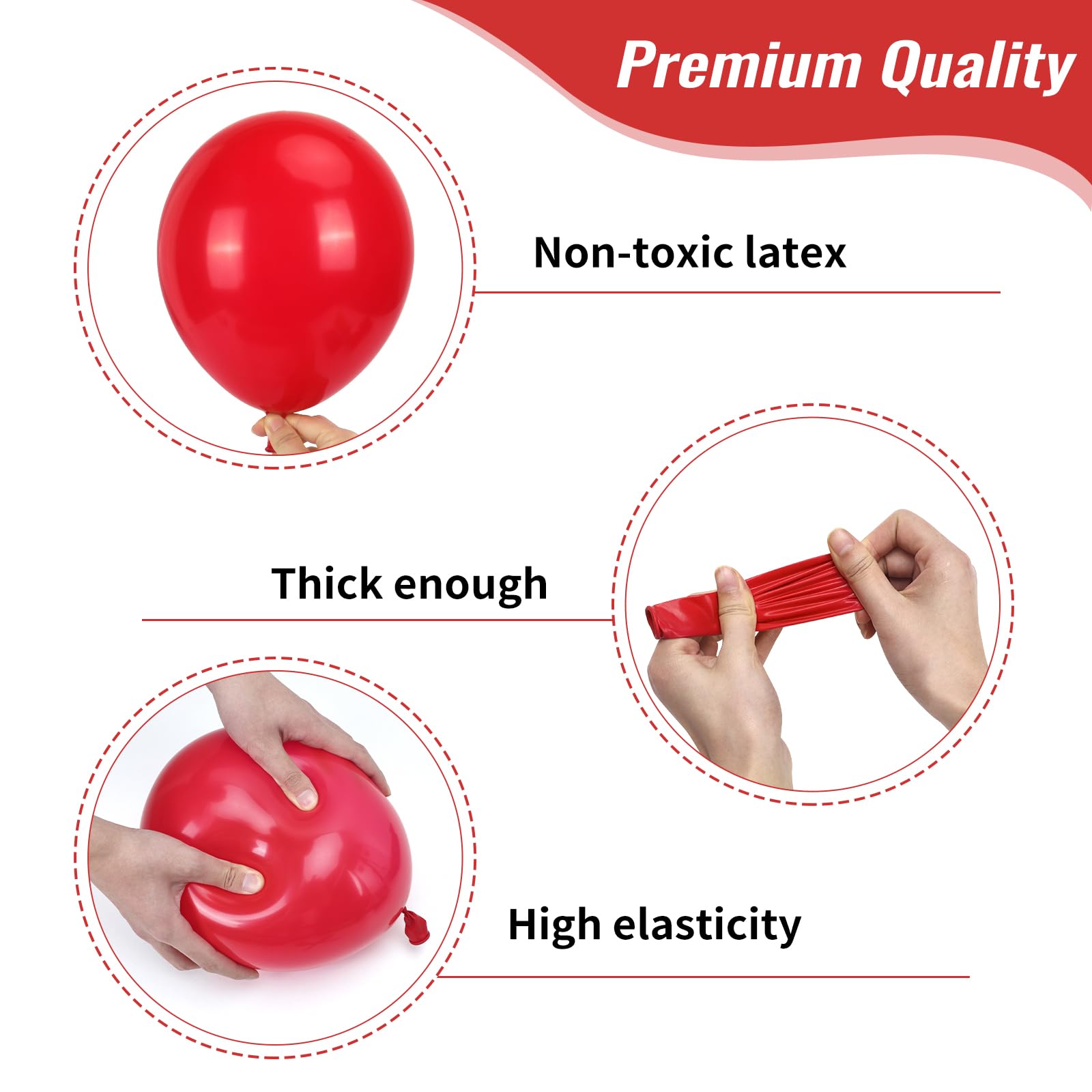 RUBFAC Red Balloons Set – 105 Pcs in 5/10/12/18 Inches for Garland Arch & Party Decor
