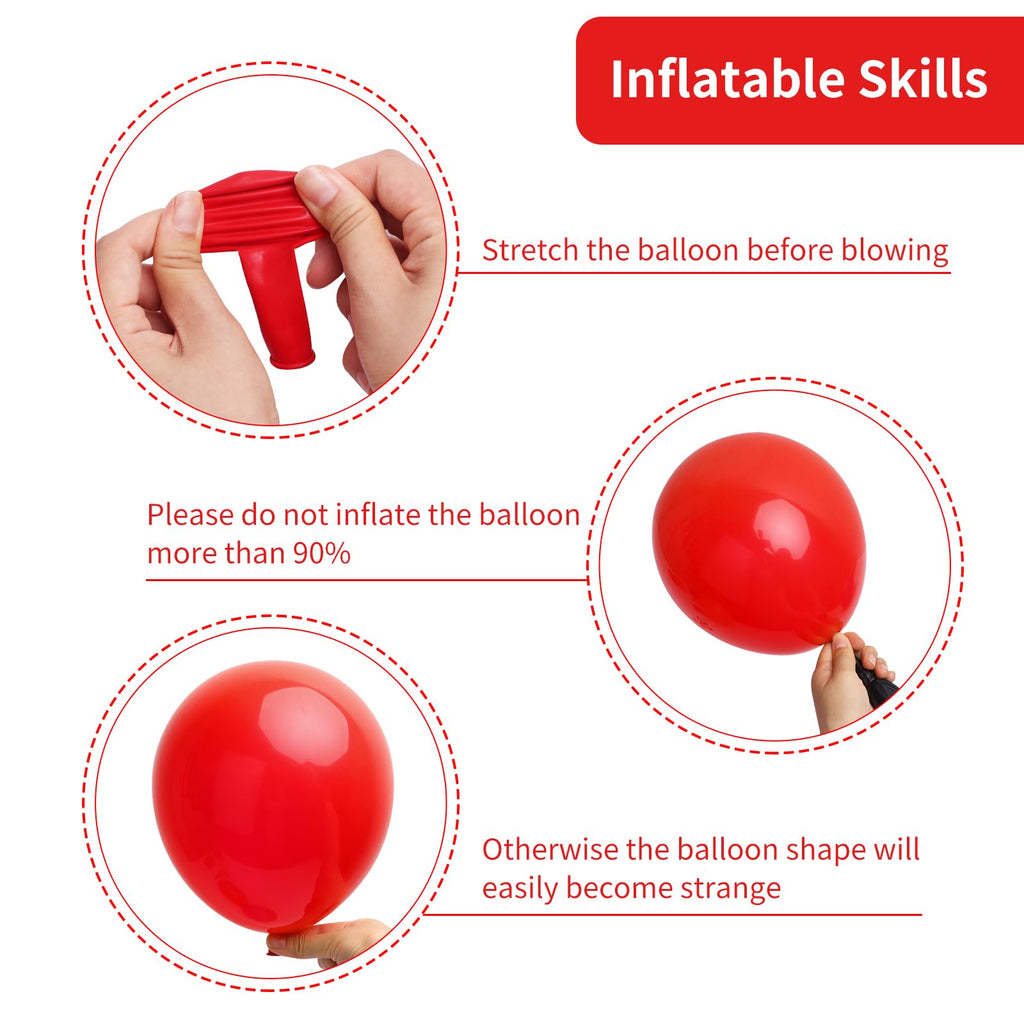 RUBFAC 129pcs Red Balloons Kit - Premium Latex Balloons for Garland Arches, Weddings & Parties