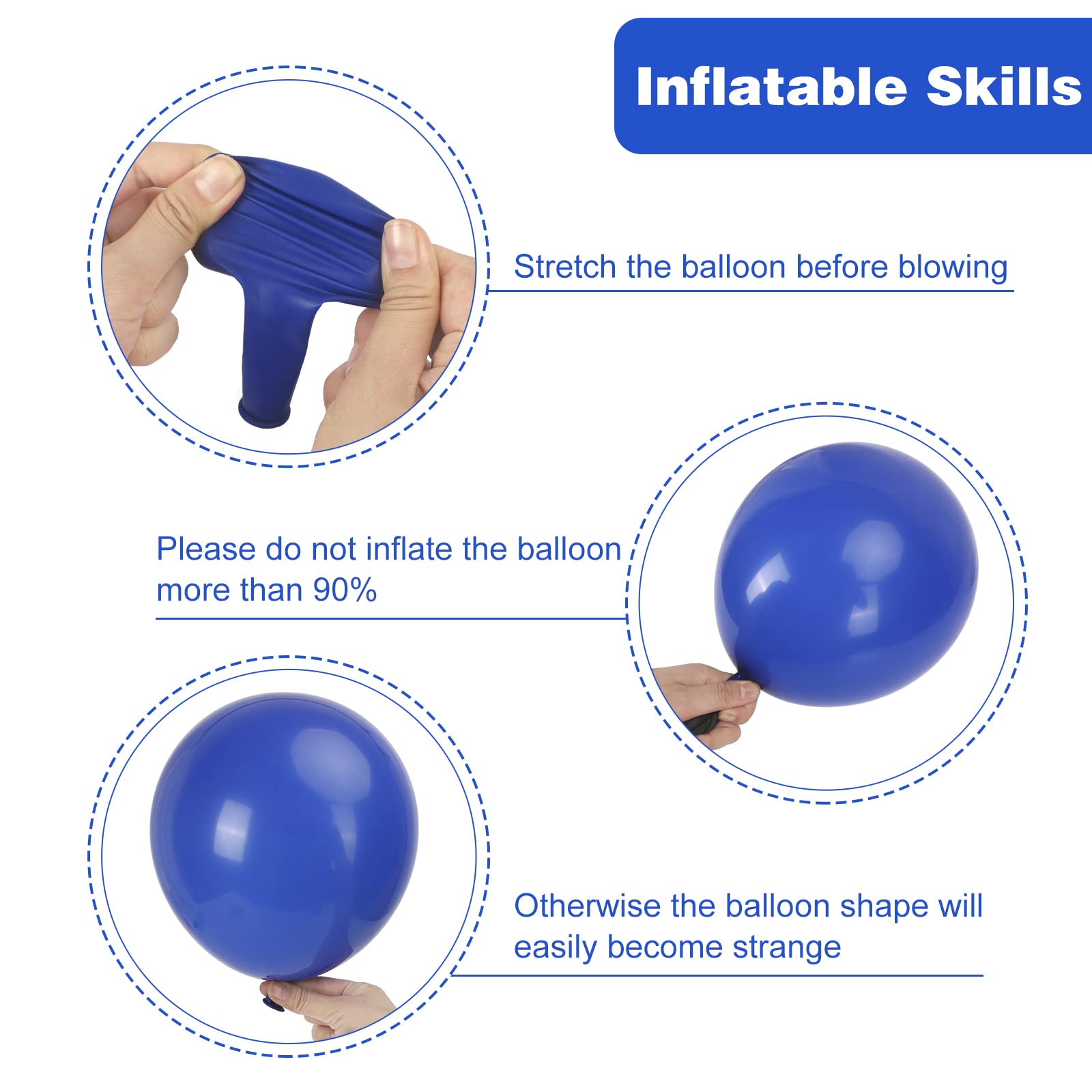RUBFAC 129pcs Royal Blue Balloons Kit – 18, 12, 10 & 5in for Party Arches