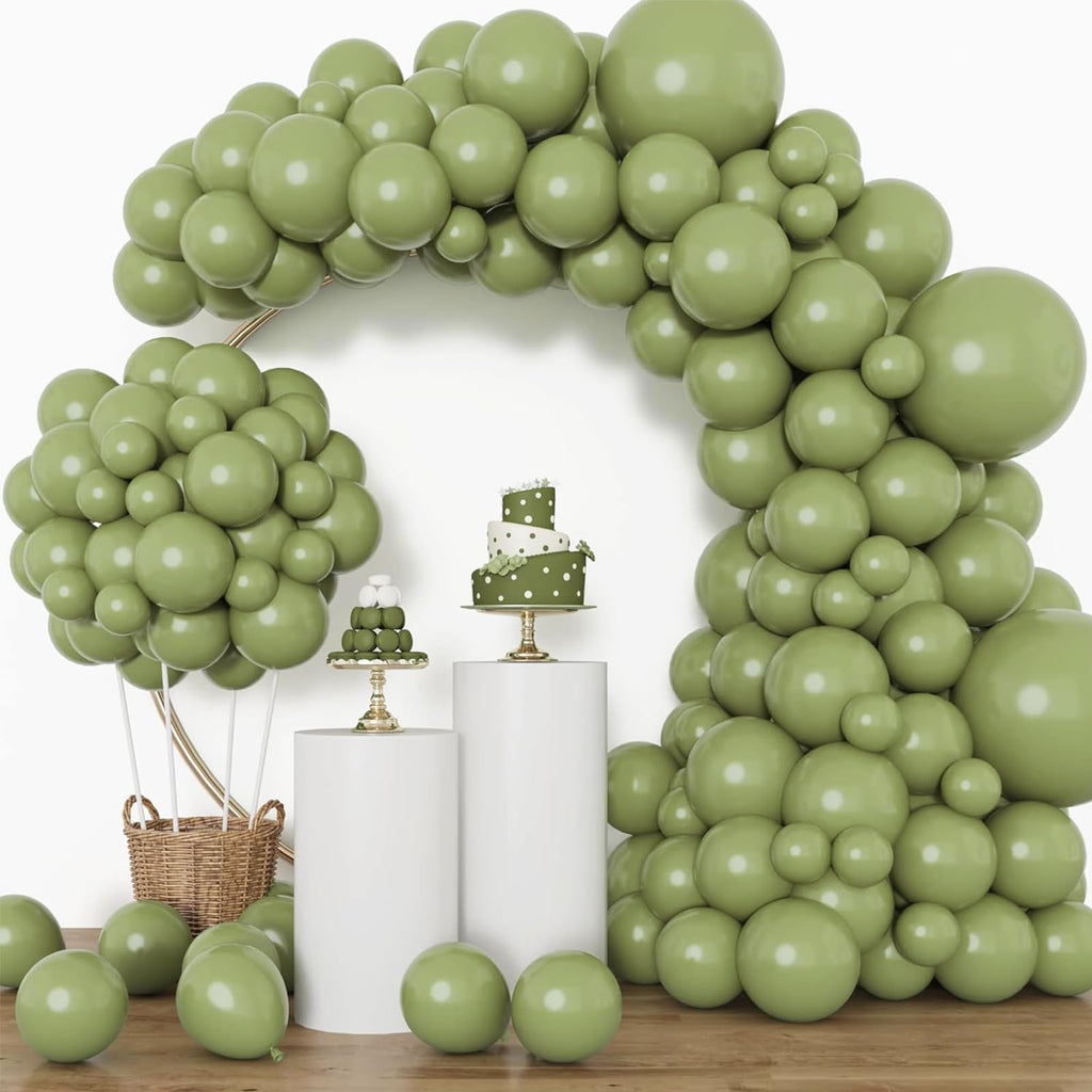 Rubfac Sage Green Balloons 129pcs – Balloon Garland Arch Kit (18/12/10/5in)