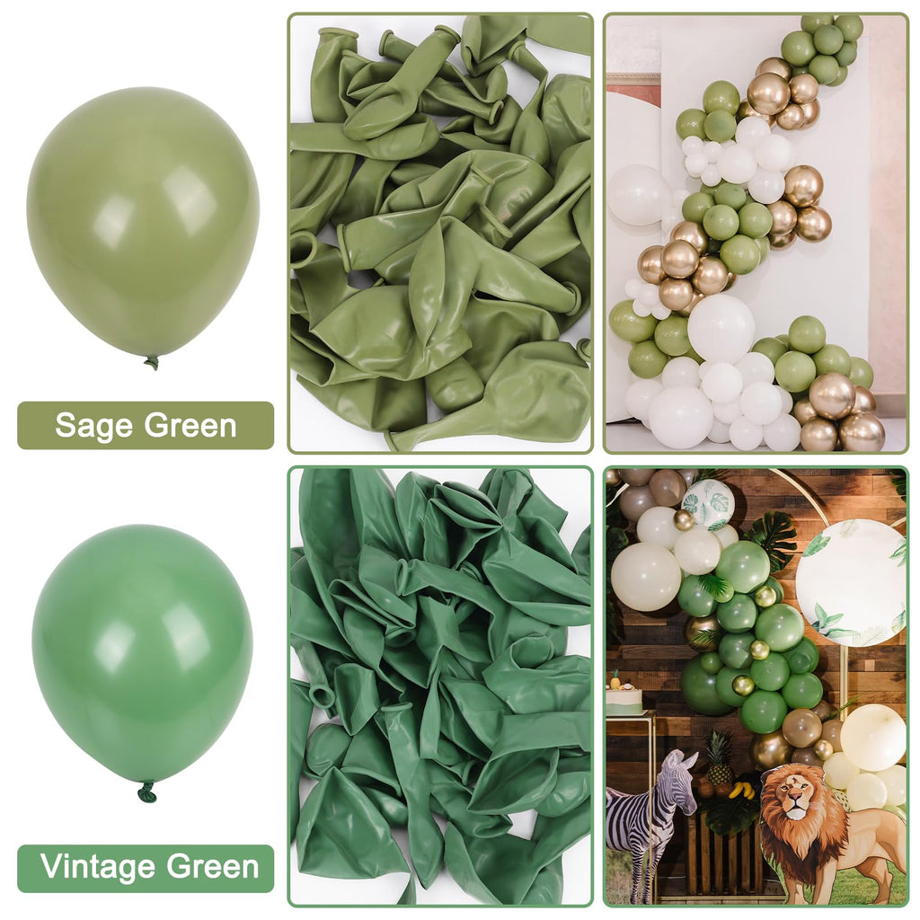 Rubfac Sage Green Balloons 129pcs – Balloon Garland Arch Kit (18/12/10/5in)