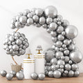 RUBFAC Silver Balloons Kit – 129pcs Metallic Balloons for Garland Arch (18/12/10/5in)