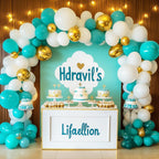 RUBFAC 129pcs Teal Blue Latex Balloons Kit – 18in/12in/10in/5in for Party Decor