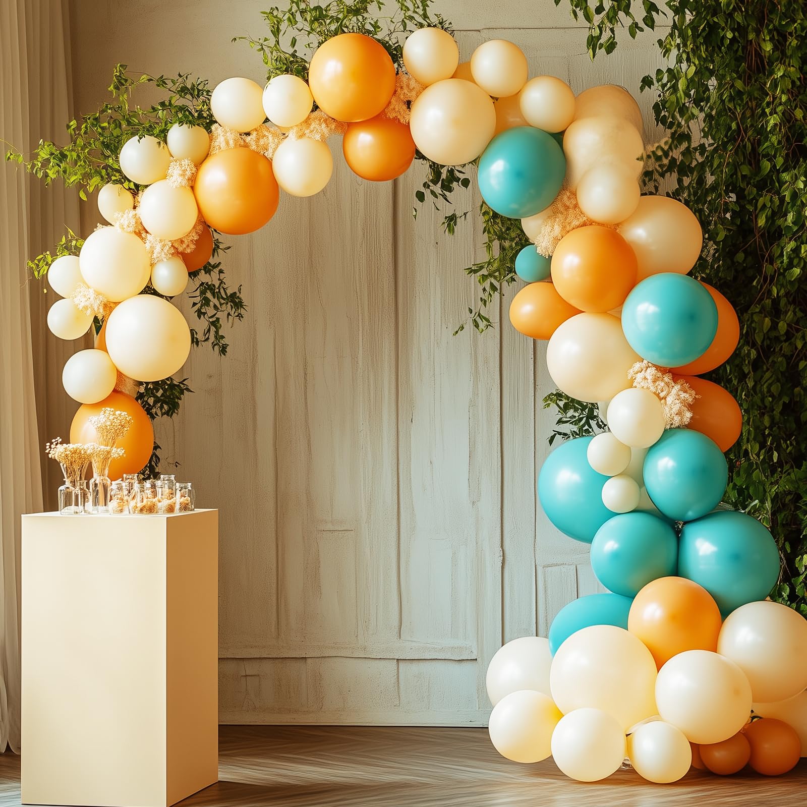 RUBFAC 129pcs Teal Blue Latex Balloons Kit – 18in/12in/10in/5in for Party Decor
