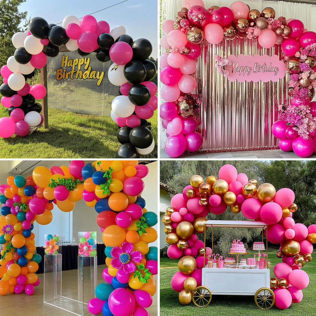 RUBFAC Hot Pink Balloons Set – 105pc Latex Party Kit (5/10/12/18 in) for Garland Arch | Weddings, Birthdays, Baby Showers