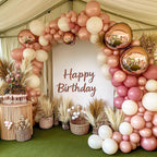 RUBFAC 129pcs Retro Pink Balloons Kit | 18in, 12in, 10in, 5in Balloon Garland Arch for Parties