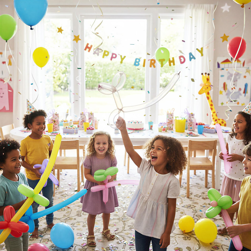 Rubfac 100pcs Clear 260 Balloons – Long Skinny Transparent Latex for Animal Twists, Party Garland & Decorations
