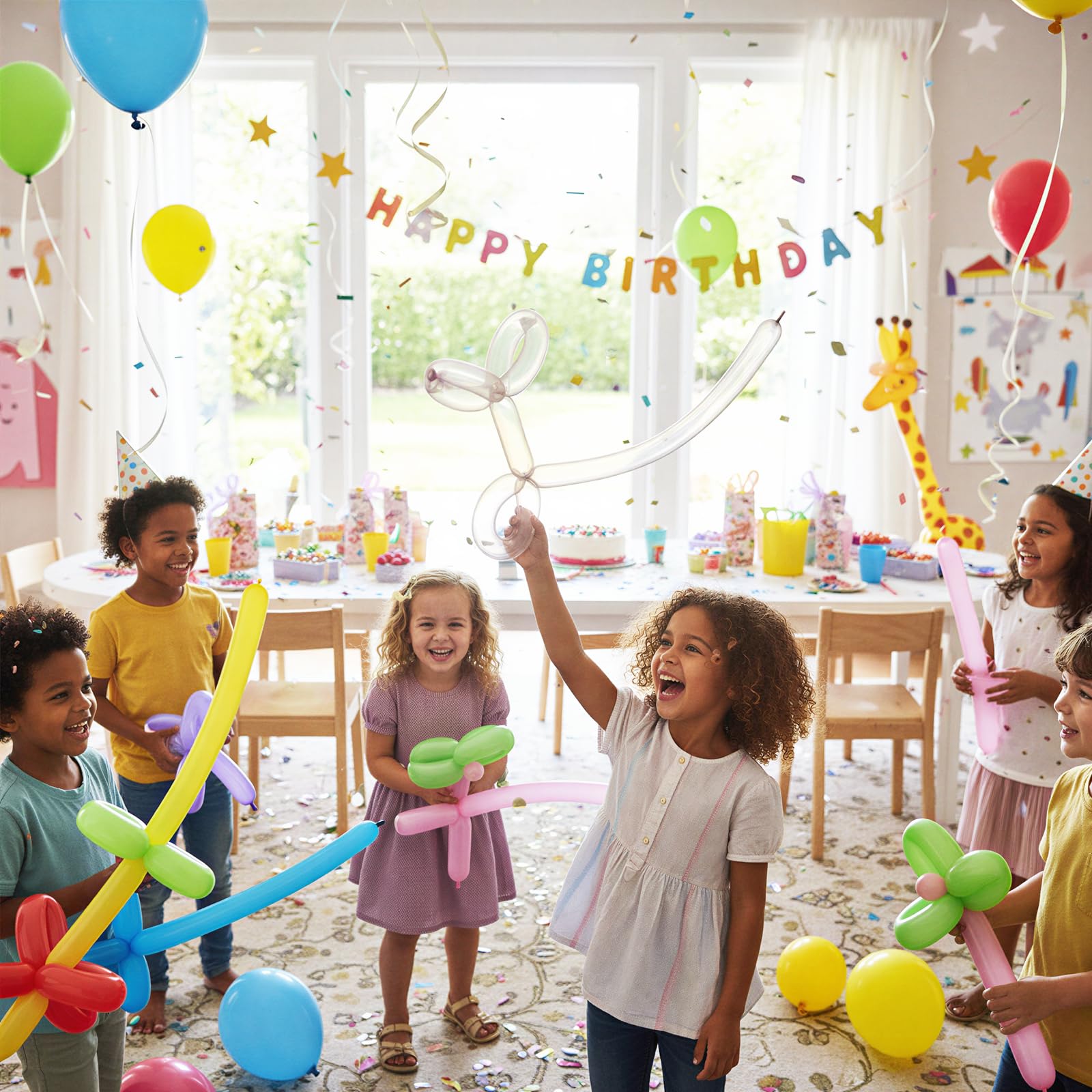 Rubfac 100pcs Clear 260 Balloons – Long Skinny Transparent Latex for Animal Twists, Party Garland & Decorations