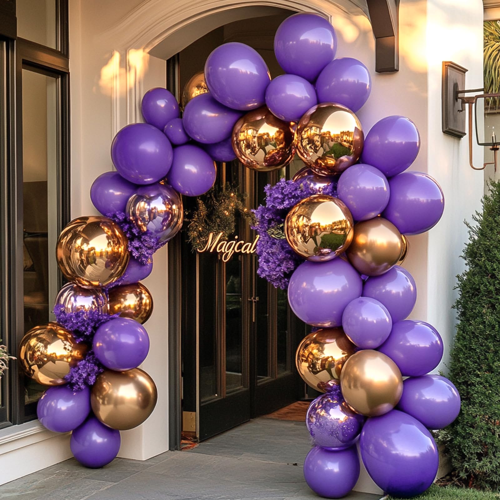 RUBFAC 129pcs Purple Balloons Set – Lavender Lilac Latex Balloons with Ribbon & Glue