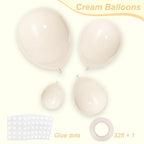 RUBFAC White Sand Balloons 105pc Arch Kit (5/10/12/18 in) Cream White
