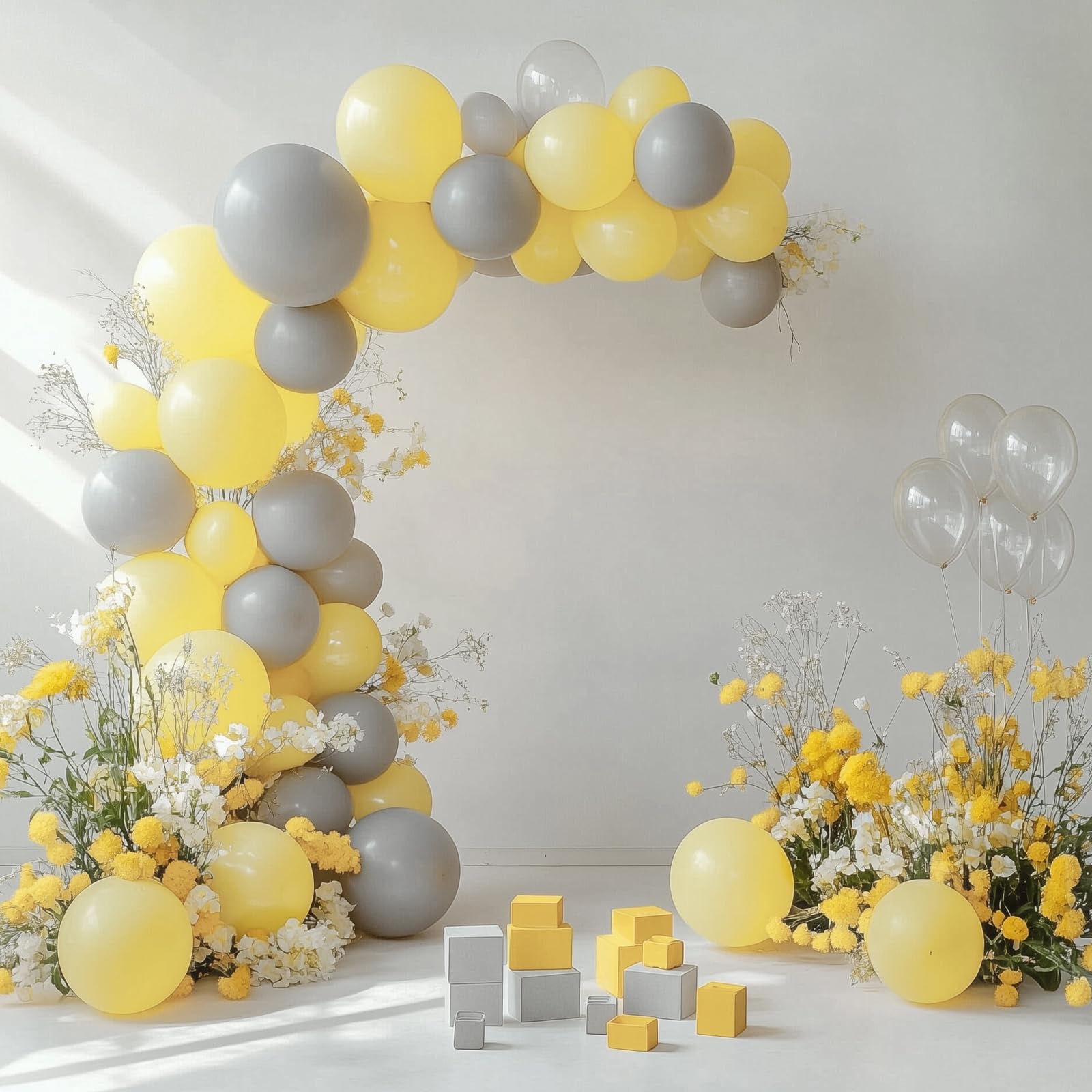 RUBFAC Pastel Yellow Balloons – 105pcs (5/10/12/18in) for Garland Arch & Party Decor