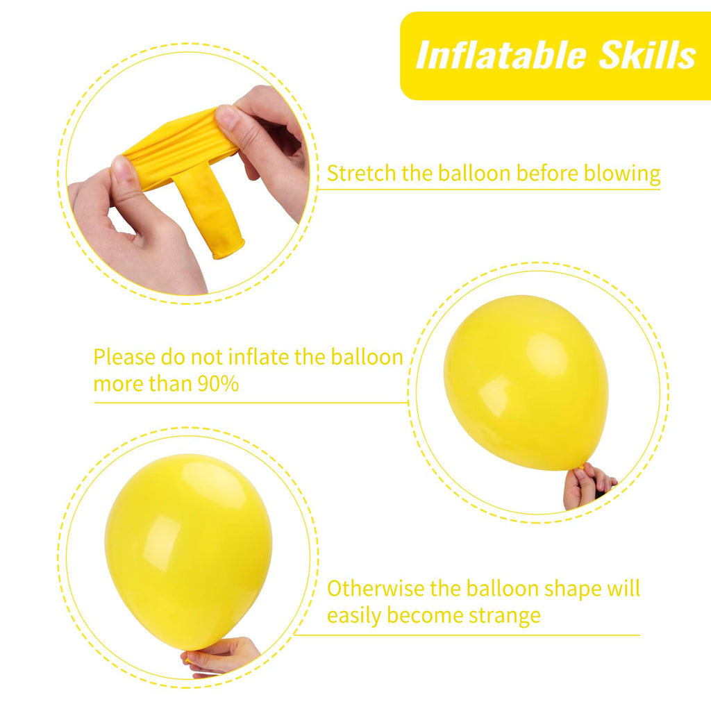 RUBFAC 129pcs Yellow Latex Balloons Kit – 18/12/10/5 Inch Garland Arch