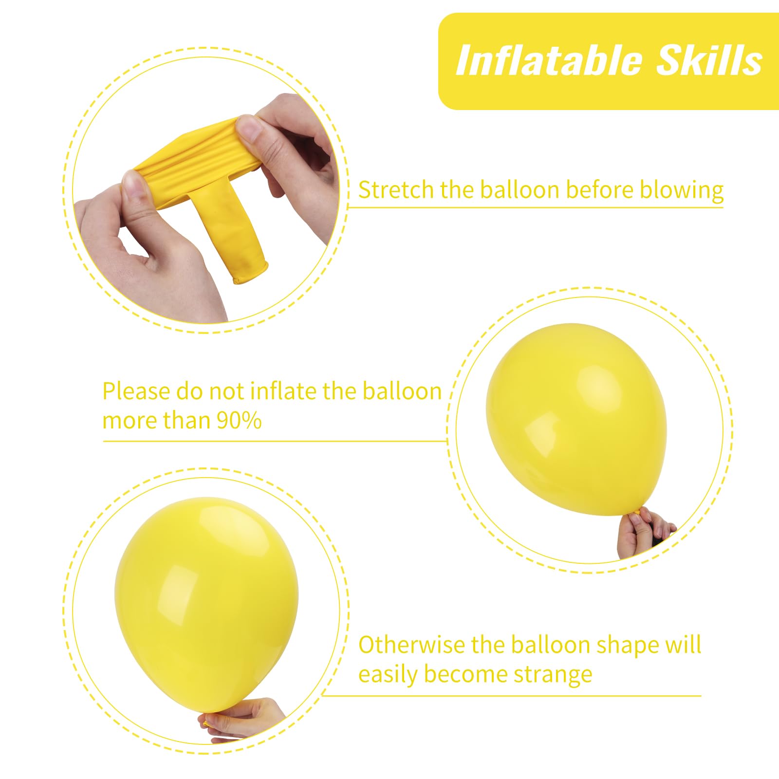 RUBFAC 129pcs Yellow Latex Balloons Kit – 18/12/10/5 Inch Garland Arch