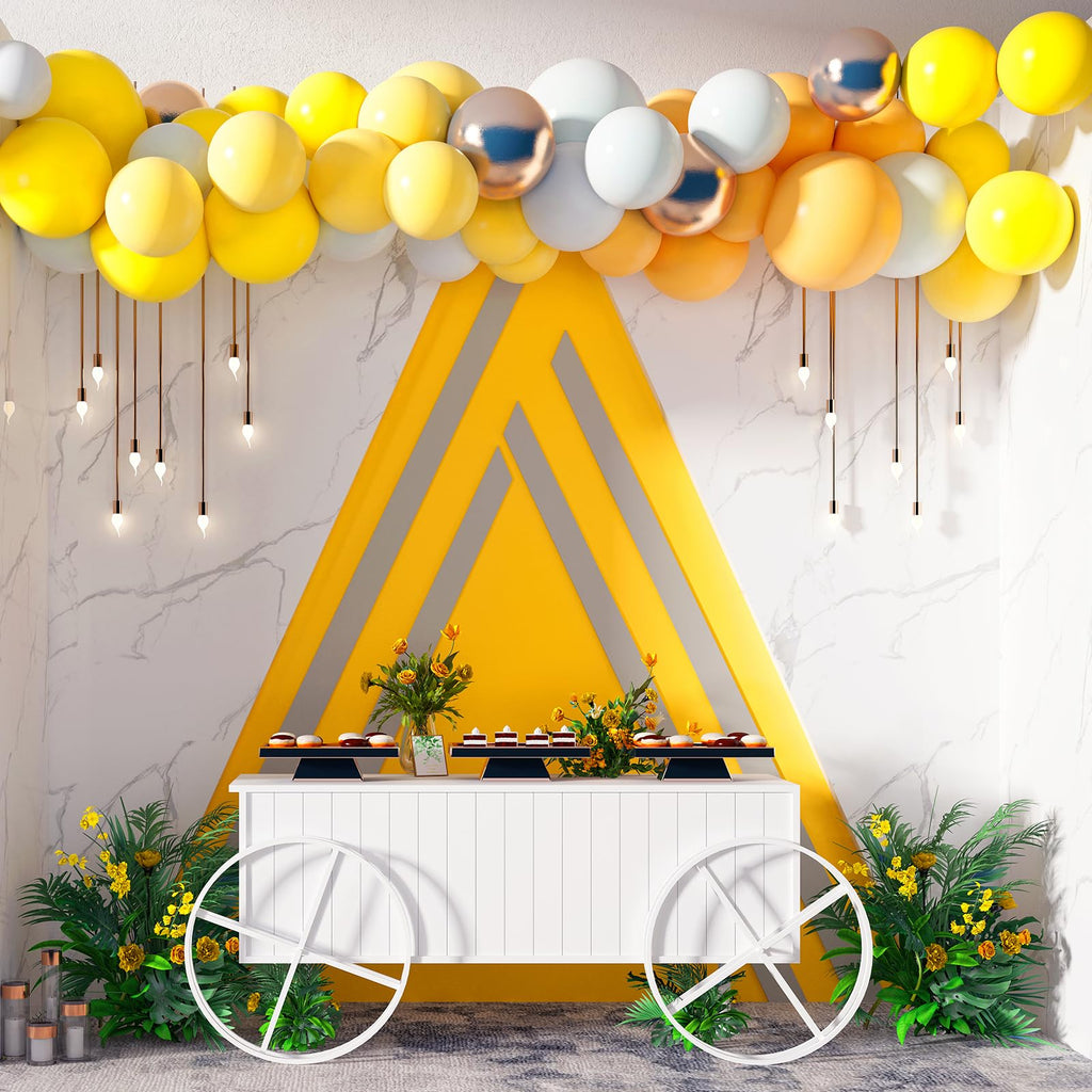 RUBFAC 129pcs Yellow Latex Balloons Kit – 18/12/10/5 Inch Garland Arch