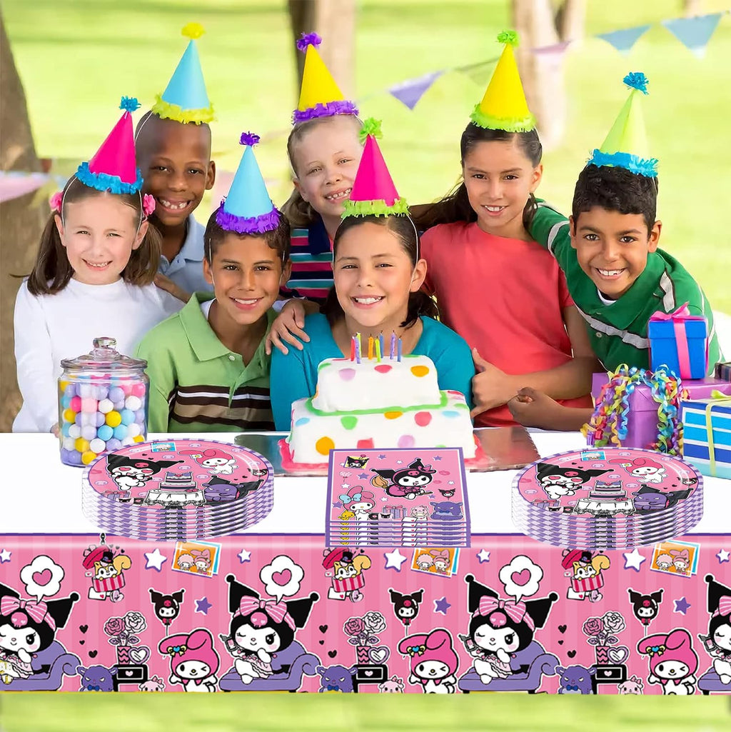 Ruewarm DIGBYS 41Pack Kuromis Birthday Party Supplies – Plates, Napkins, Tablecloth