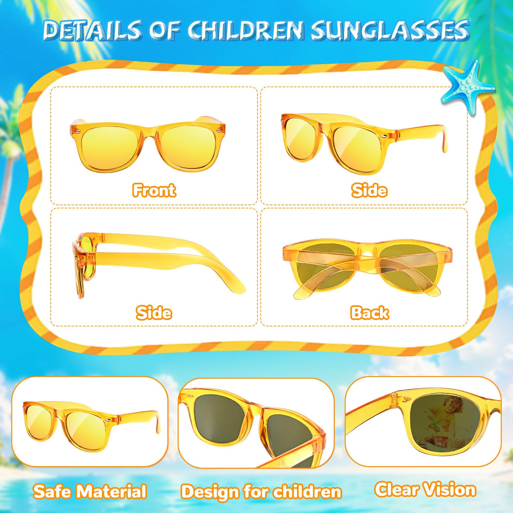Rugort Kids Sunglasses 32-Pack Party Favors – UV400 Neon Colors for Ages 3-8