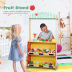 Rundad Wooden Puppet Theater with Bonus Puppets, Lemonade Stand & Chalkboard