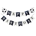 Runhiskii Soccer Birthday Banner – Black & White Happy Birthday Flags for Sports Parties