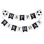 Runhiskii Soccer Birthday Banner – Black & White Happy Birthday Flags for Sports Parties