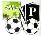 Runhiskii Soccer Birthday Banner – Black & White Happy Birthday Flags for Sports Parties