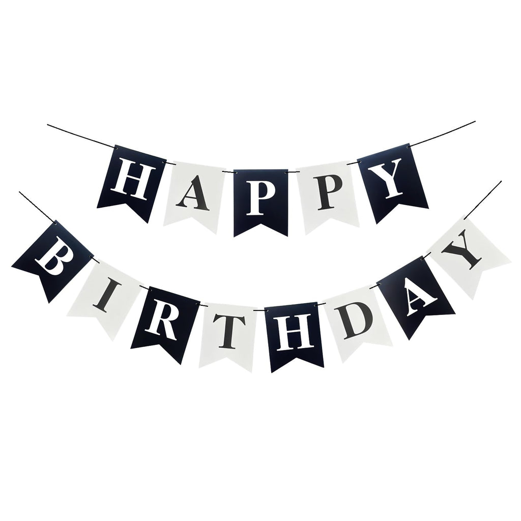 Runhiskii Soccer Birthday Banner – Black & White Happy Birthday Flags for Sports Parties
