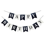 Runhiskii Soccer Birthday Banner – Black & White Happy Birthday Flags for Sports Parties