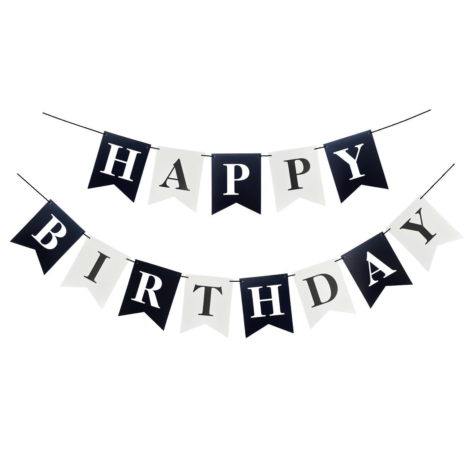 Runhiskii Soccer Birthday Banner – Black & White Happy Birthday Flags for Sports Parties