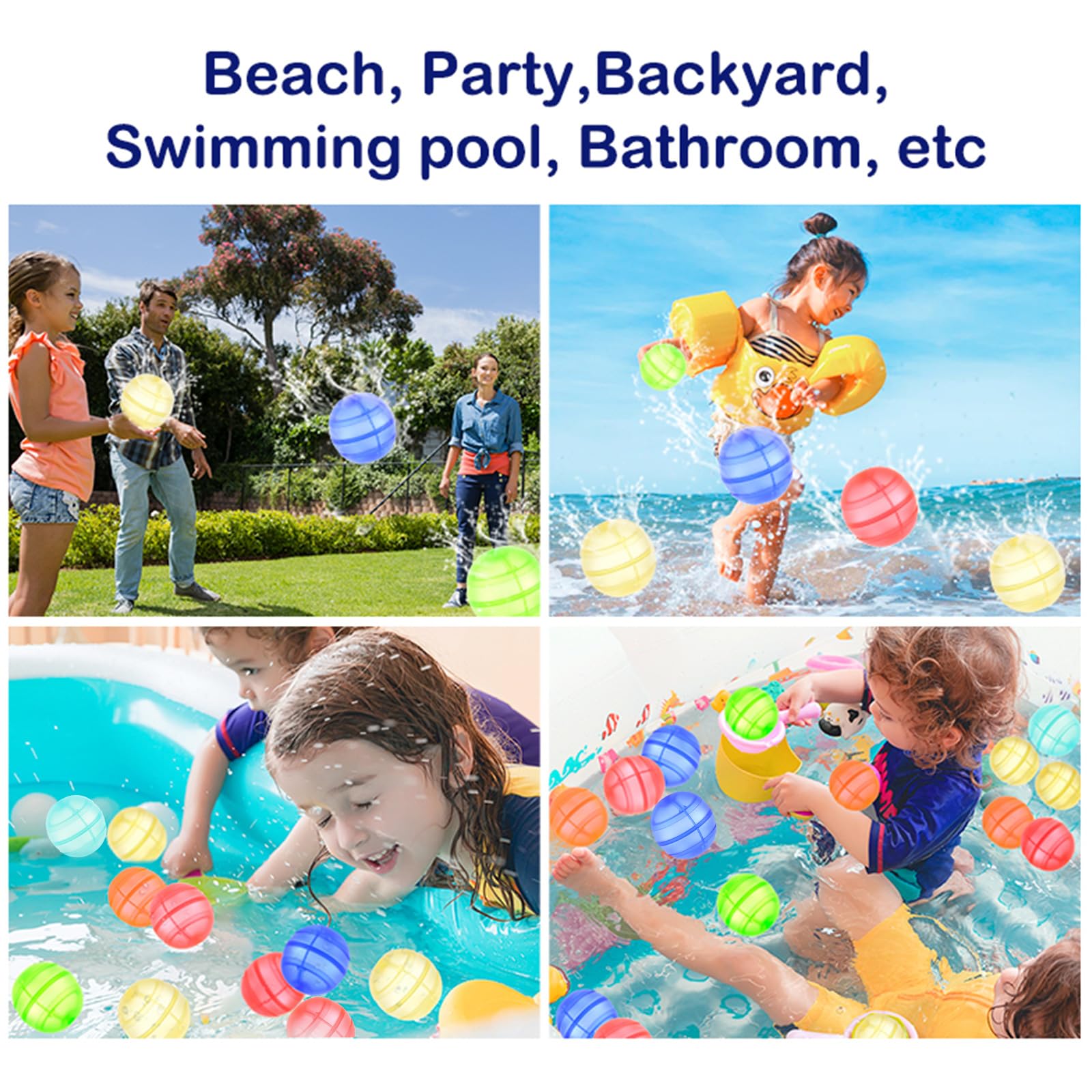 RURING Reusable Water Balloons for Kids – 24 Silicone Self-Sealing Balloons with Mesh Bag