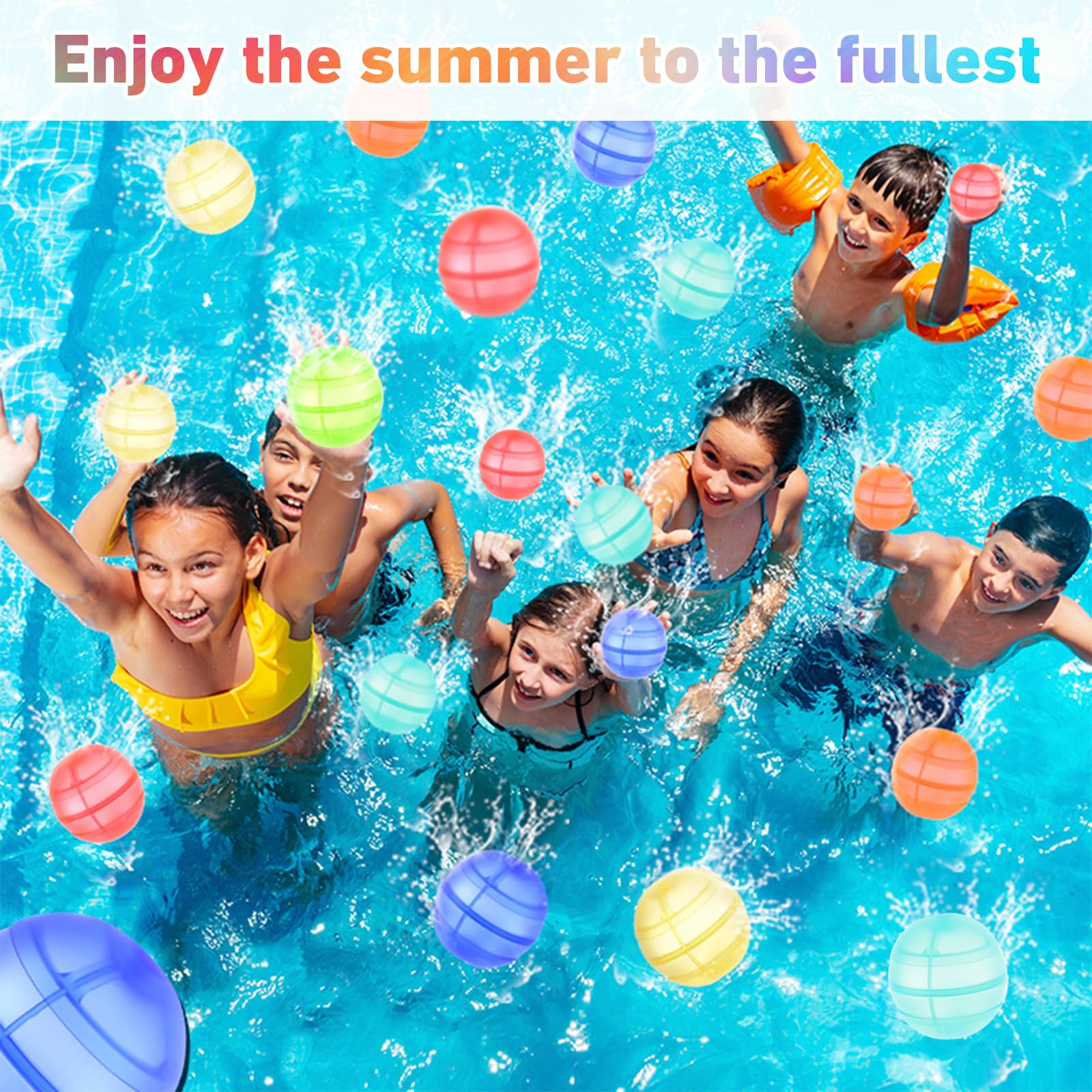 RURING Reusable Water Balloons for Kids – 24 Silicone Self-Sealing Balloons with Mesh Bag