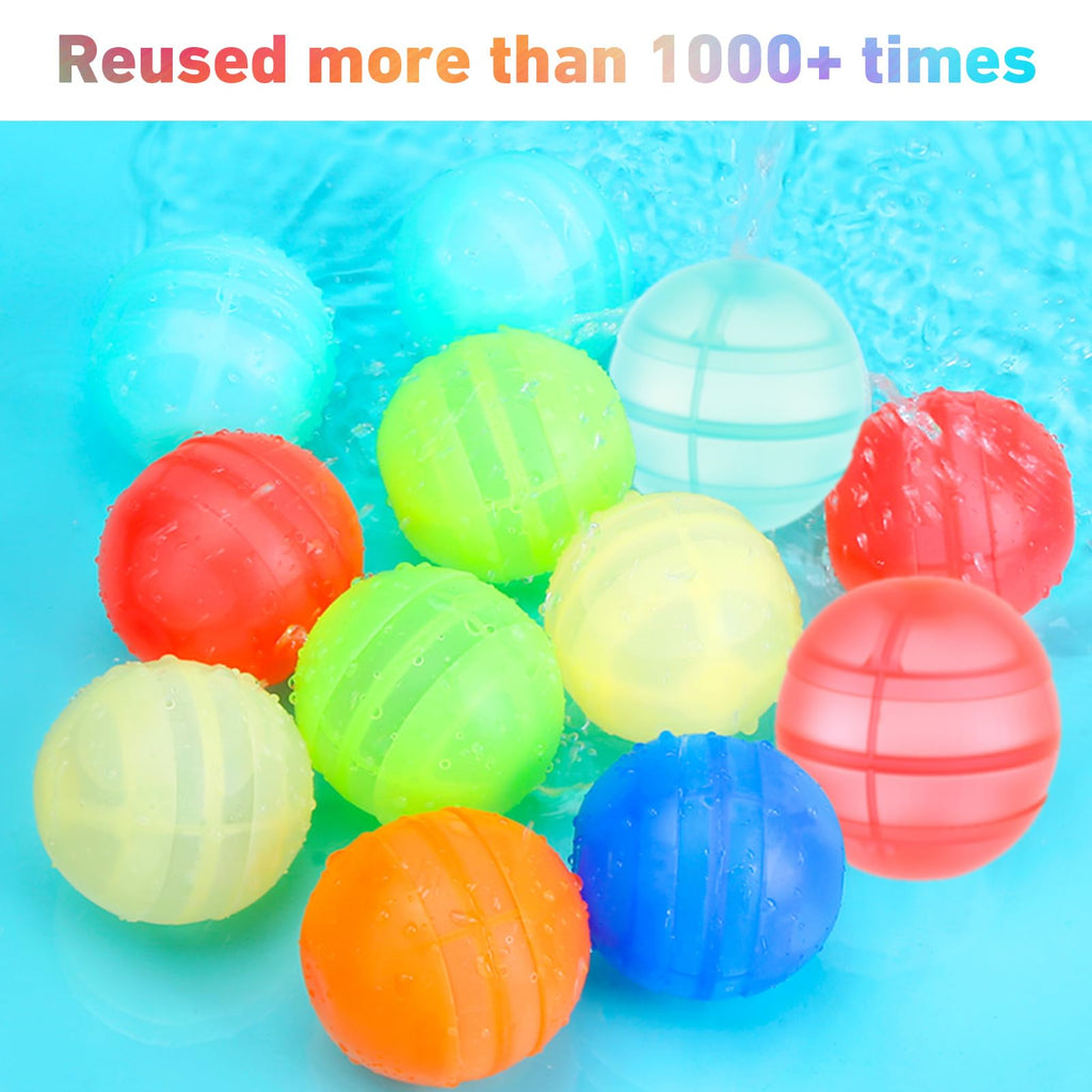 RURING Reusable Water Balloons for Kids – 24 Silicone Self-Sealing Balloons with Mesh Bag
