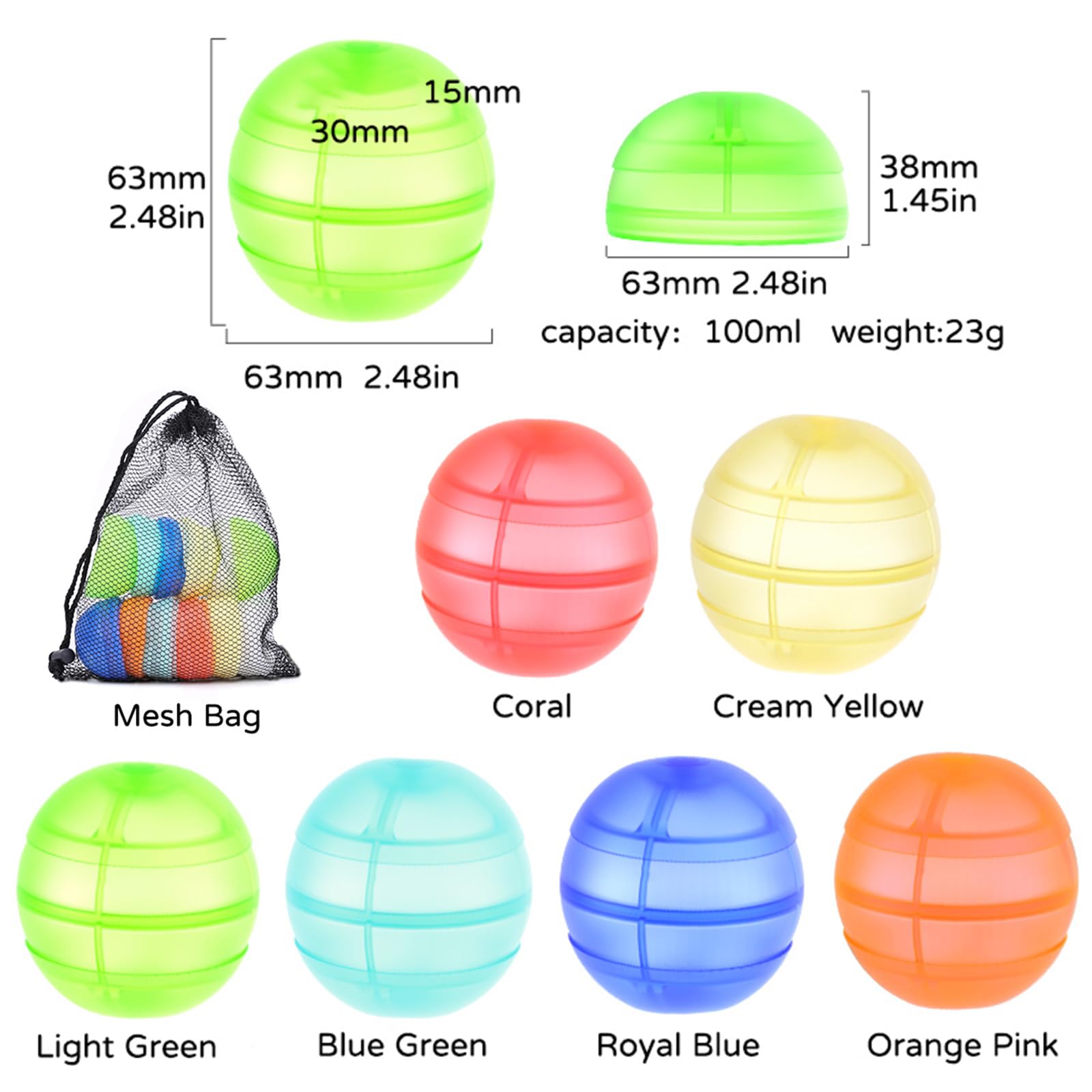 RURING Reusable Water Balloons for Kids – 24 Silicone Self-Sealing Balloons with Mesh Bag