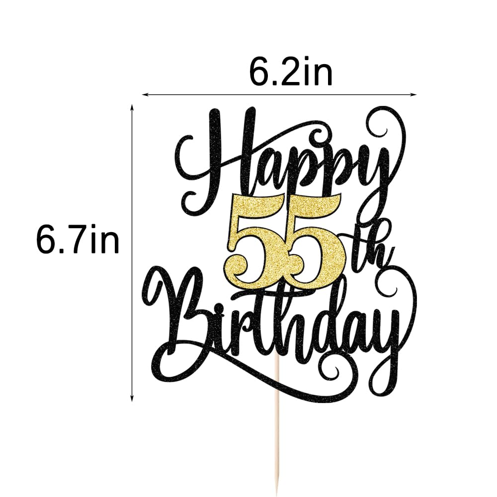 Ruscalin Happy 55th Birthday Cake Topper – 55th Birthday Party Decorations