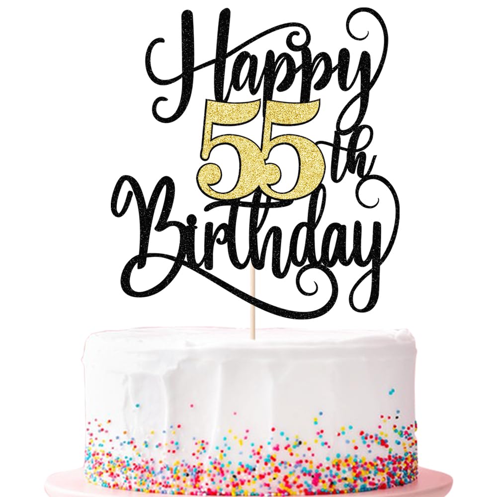 Ruscalin Happy 55th Birthday Cake Topper – 55th Birthday Party Decorations