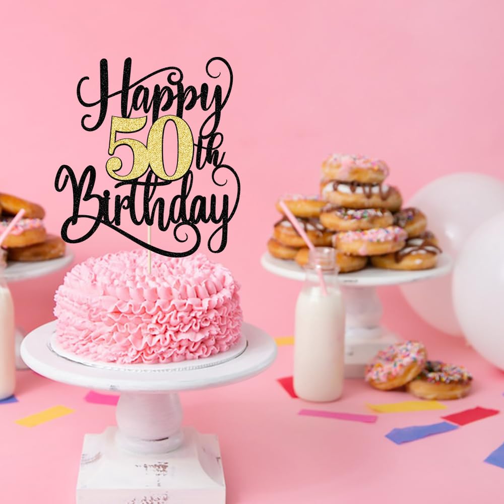 Ruscalin Happy 50th Birthday Cake Topper – 50th Birthday Party Decorations