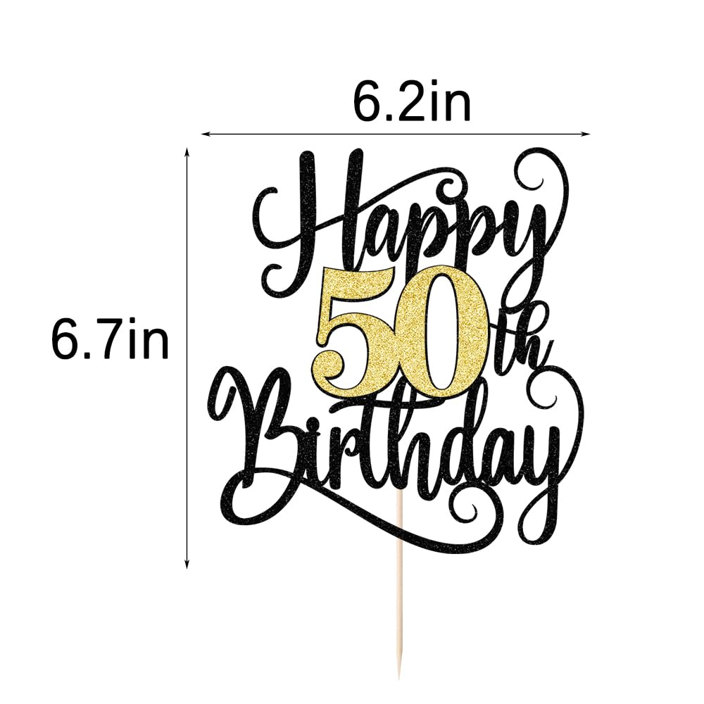 Ruscalin Happy 50th Birthday Cake Topper – 50th Birthday Party Decorations