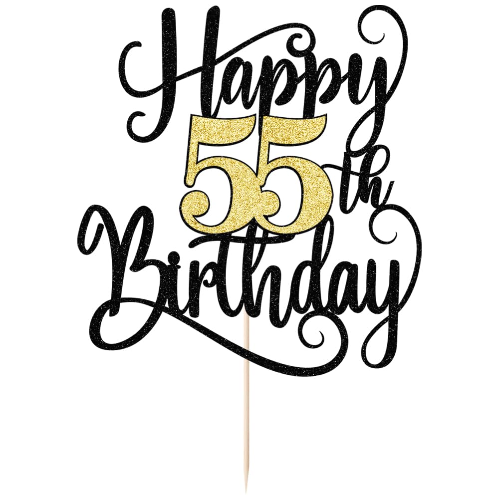 Ruscalin Happy 55th Birthday Cake Topper – 55th Birthday Party Decorations