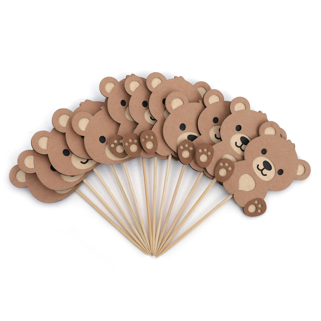 Rweseo Beary First Birthday Cupcake Toppers – Bear 1st Birthday Decorations