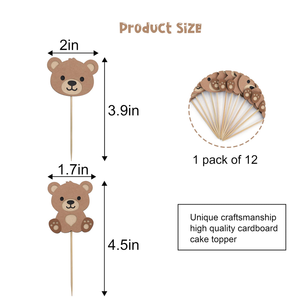Rweseo Beary First Birthday Cupcake Toppers – Bear 1st Birthday Decorations