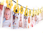 Rweseo Bee 1st Birthday Banner - Bumble Bee First Birthday Decorations & 12 Month Photo Banner