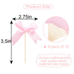 Rweseo Coquette Pink Bow Cupcake Toppers – Pink Bow Cake Toppers for Parties