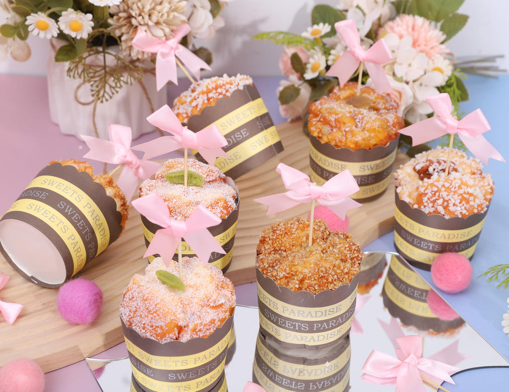 Rweseo Coquette Pink Bow Cupcake Toppers – Pink Bow Cake Toppers for Parties