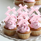 Rweseo Coquette Pink Bow Cupcake Toppers – Pink Bow Cake Toppers for Parties