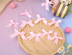 Rweseo Coquette Pink Bow Cupcake Toppers – Pink Bow Cake Toppers for Parties