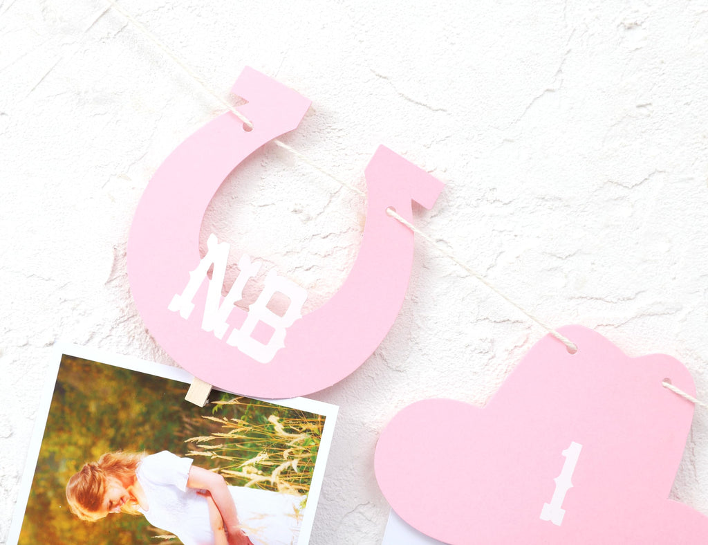 Rweseo Western Cowgirl Monthly Photo Banner – 1st Birthday Milestone (Newborn to 12 Months)