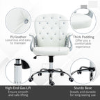 Vinsetto Office Chair Ergonomic 360\'c2\'b0 Swivel PU Diamante Padded Base 5 Castor Wheels for Home Work White