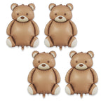 Ryetvok 4 Pcs Bear Balloons – Oversized Matte Brown Teddy Bear Foil Balloons 35x25.6 Inches for Beary First Birthday, Baby Shower & Jungle Parties